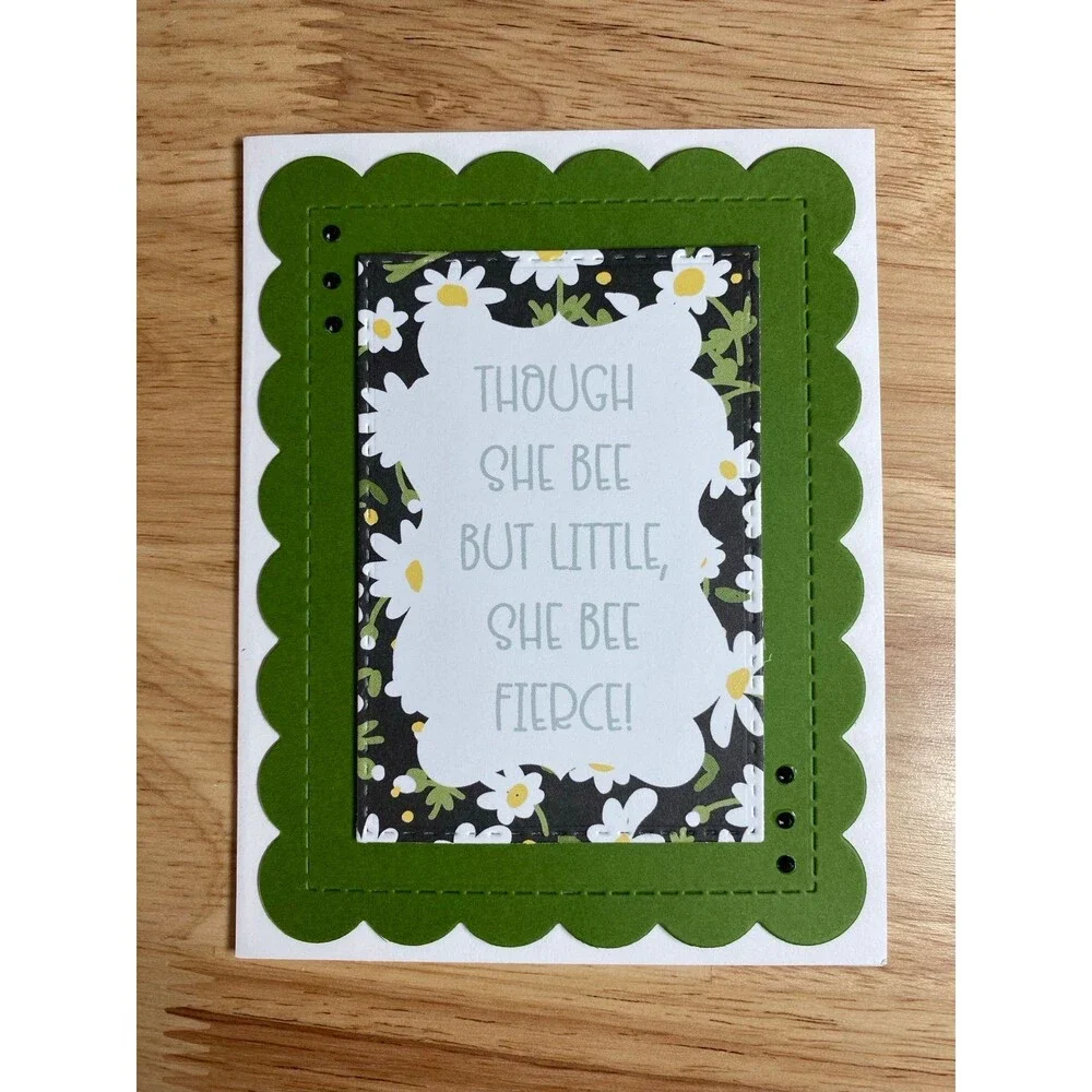 Bee & Flowers Greeting Card – Handmade A2 Card – All Occasion Blank Card